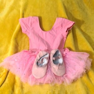Toddler 3/4  dance tutu and shoes bundle pink